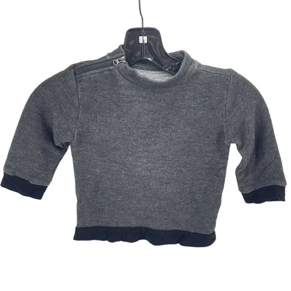Afton Street Baby Pullover Sweatshirt Long Sleeve Zip Shoulder Gray Size 2 Toddl